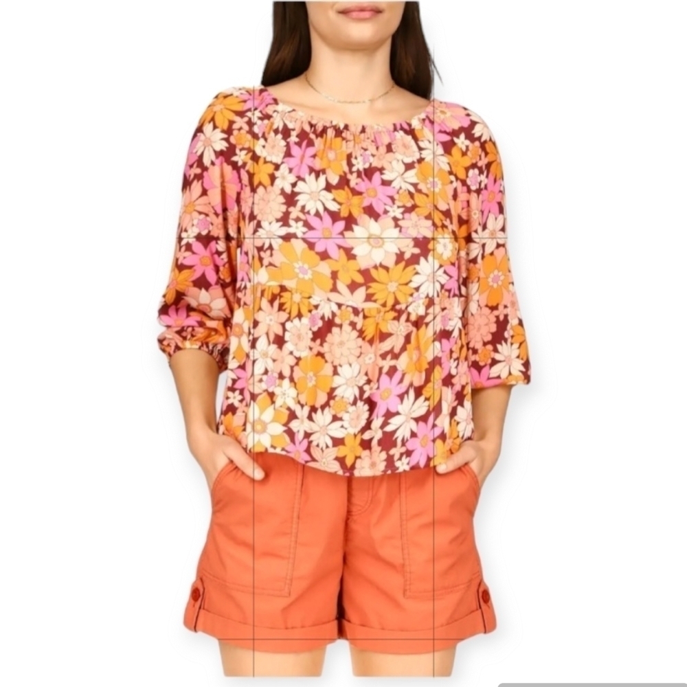 Anthropologie Sanctuary seashore‎ Womens Floral Print Peplum Blouse